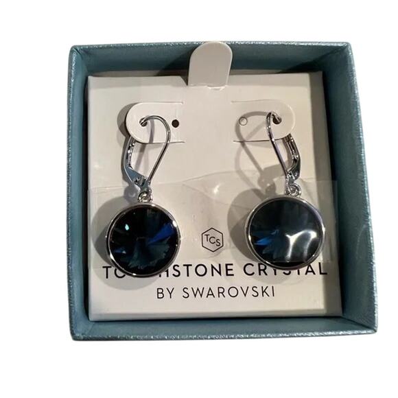 Touchstone Crystal Lulu Earrings Montana; Silver and Blue Crystal Earrings - Picture 3 of 4